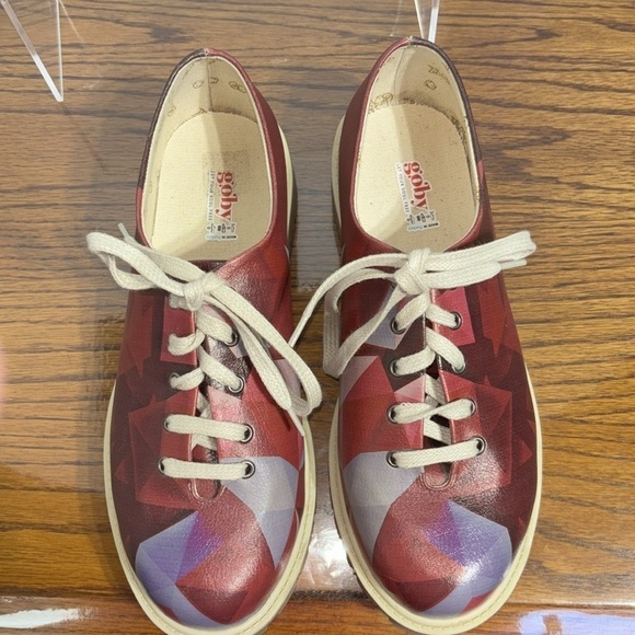 Goby colored Prismas geometric pink lace up Oxford shoes. Size 41. EUC. - Picture 3 of 7